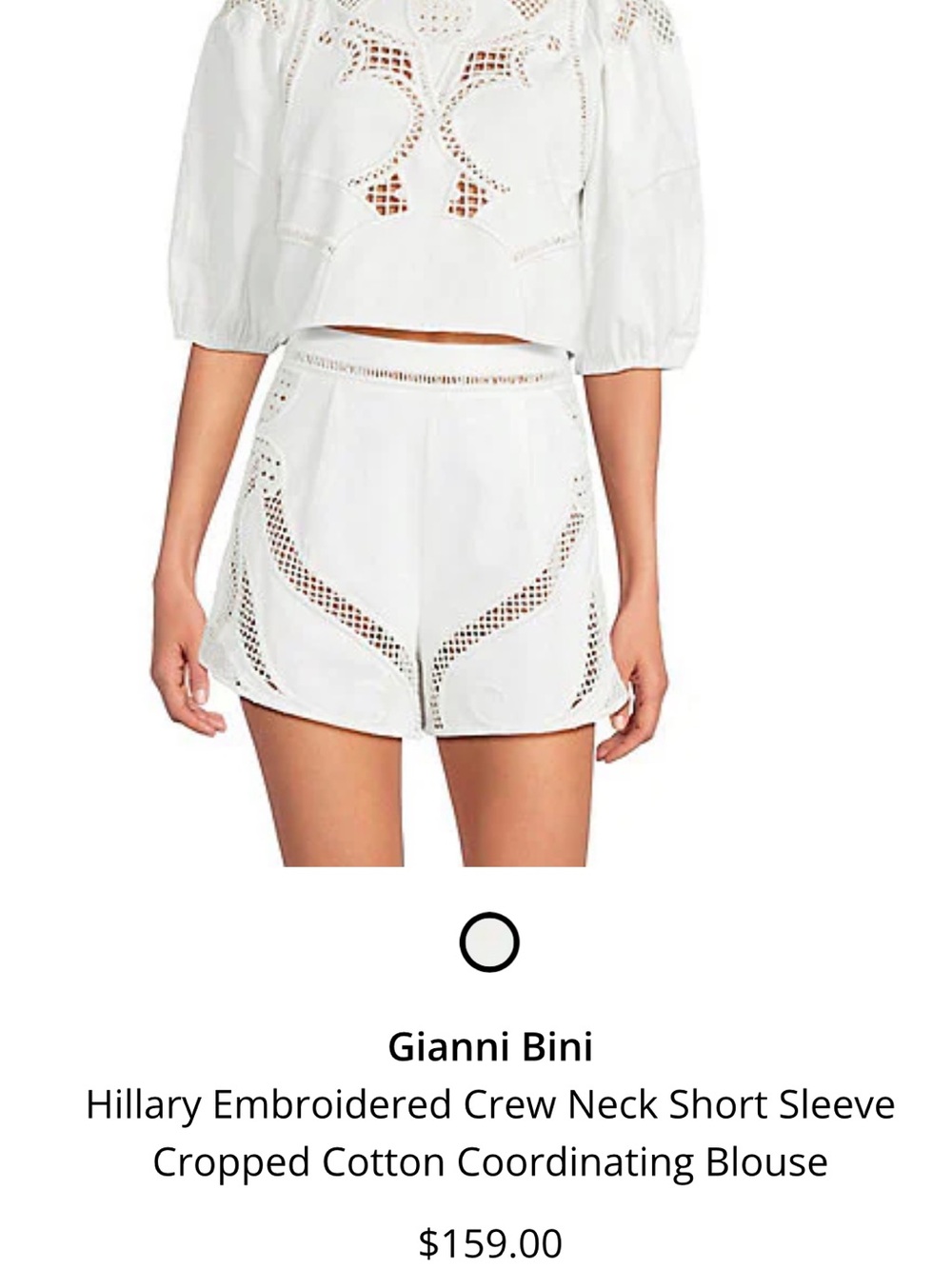 Gianni Bini Hillary Embroidered Crew Neck Short Sleeve top, size xs